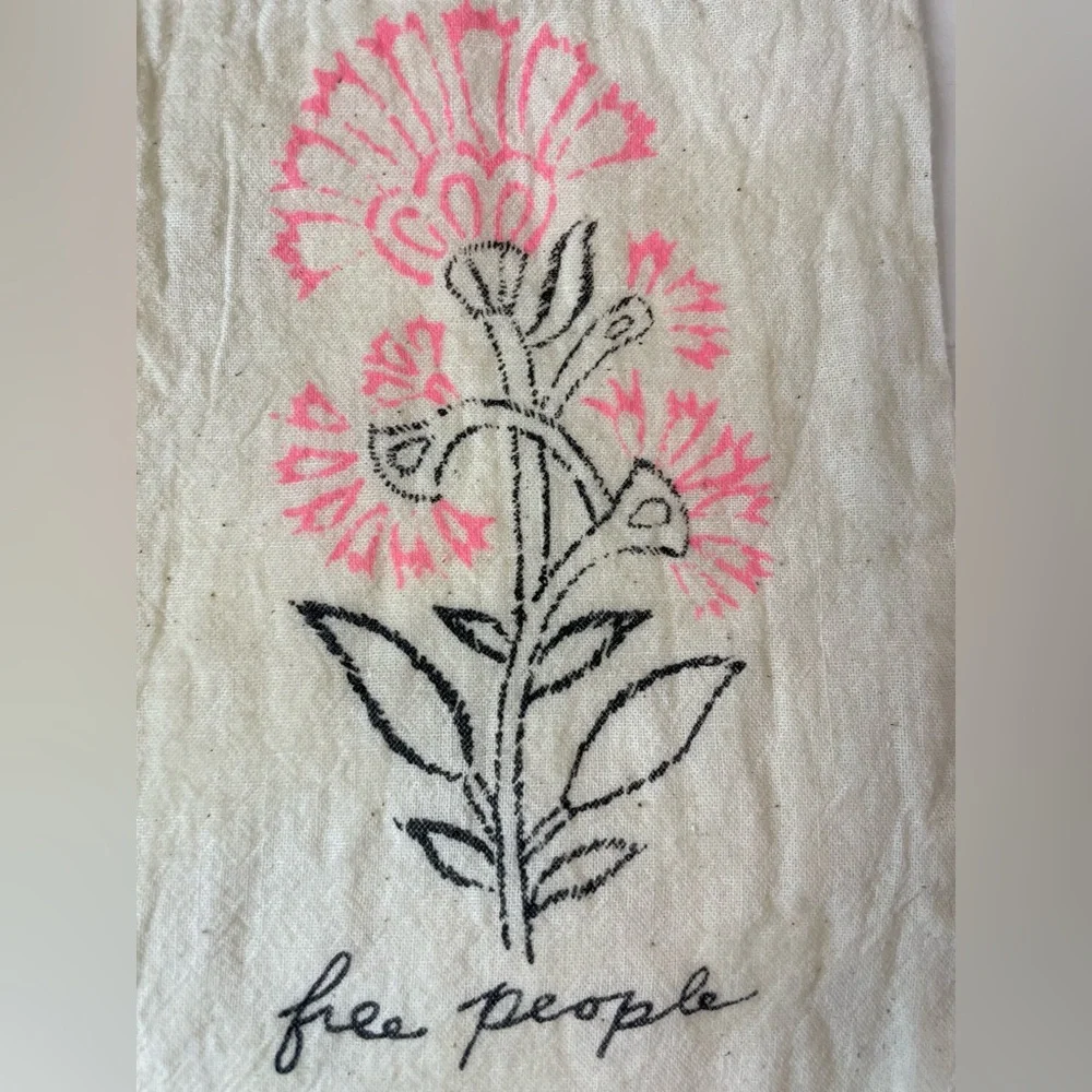 Free People Linen Draw‎ String Drawstring Off-White Reusable Jewelry Dust Bag
